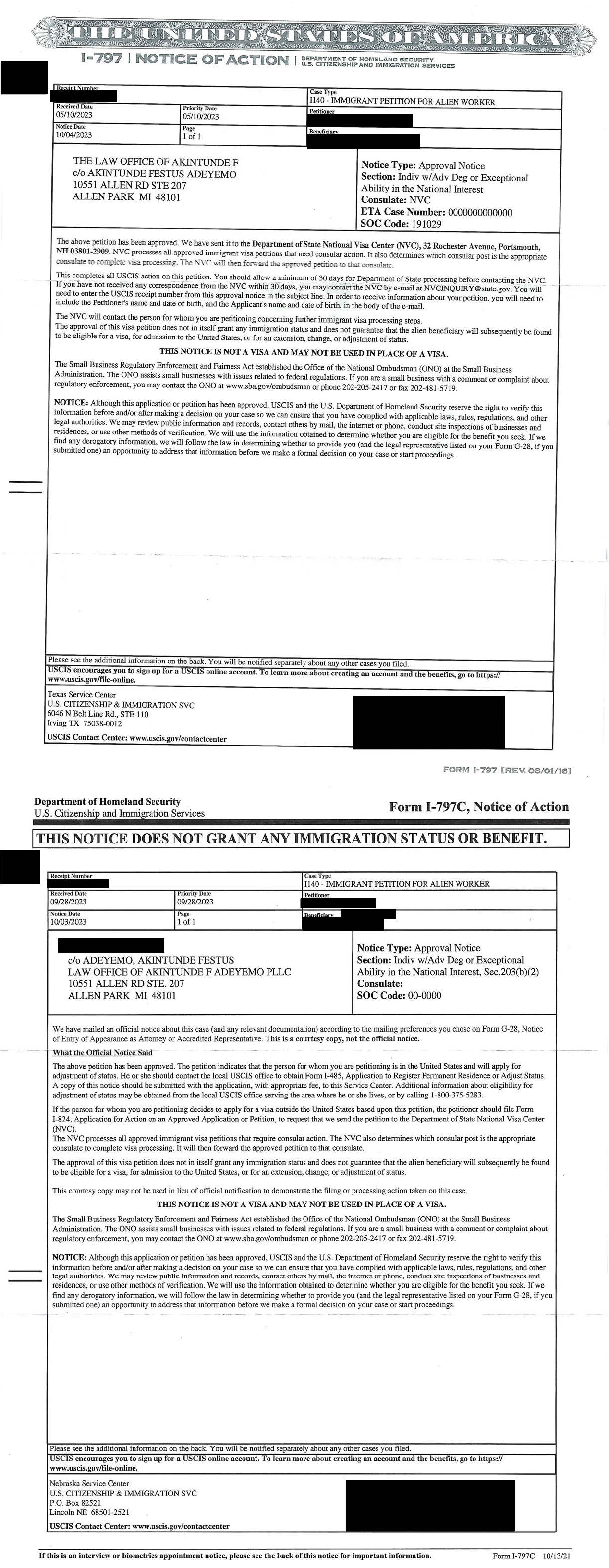 differences between the Regular EB2 petition and EB2 NIW petitions